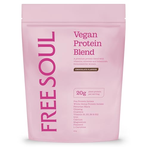 Free Soul Vegan | Formulated for Women | 600g | 20g Protein with Added Nutrients | Gluten & Soy Free Plant-Based Nutrition Shake | Pea & Hemp Isolate Protein | Chocolate Flavor, Packaging May Vary