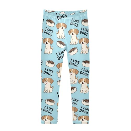 Puppy Dog Food Girls Leggings Ultra Soft Compression Yoga Gym Pants for Kids 4-10T