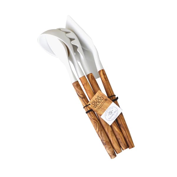 Naturally Med Silicone and Olive Wood Utensils Set (4 Pieces)