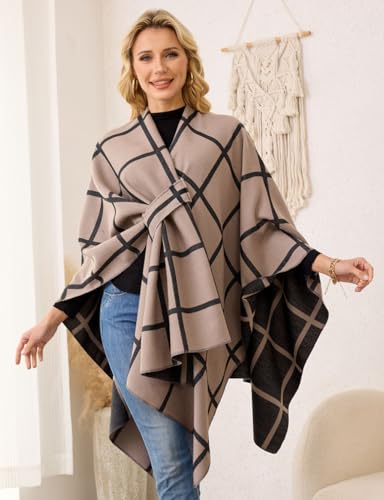Ferand Shawl Wraps for Women, Open Front Poncho Sweater, Warm & Soft Gifts for Fall Winter3