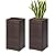 SUNNYPARK 2 Pack Tall Planters for Outdoor Plants Rattan Modern Tall Square Planter Box with Removable Liners Indoor Outdoor Porch Patio Flower Pot (12’’ x 12’’ x 24’’)