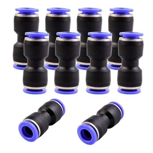 10 Stück 10mm Pneumatikverbinder Pneumatik Steckverbinder Push In Schnellkupplung Pneumatic Straight 10mm Schnellkupplungen Pneumatik-Werkzeuge für Druckluft Schnellsteckverbinde