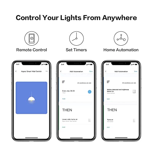 Aqara Smart Light Switch (No Neutral, Single Rocker) Plus Aqara Wireless Mini Switch, Requires Aqara Hub, Zigbee Connection, Remote Control And Set Timer For Home Automation #TOP2
