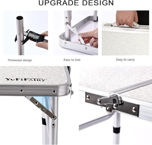 image for YUFIFAIRY Folding Camping Table, 35''L x16''W Camp Aluminum Table with
