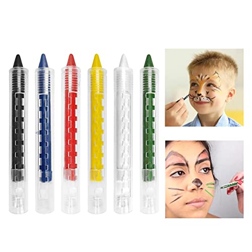 Peinture Corporelle pour Le Visage, Maquillage Crayons Enfant, Crayons Maquillage pour Visage et Corps, Body Painting Pour Anniversaire, Carnaval, Cosplay, Soirées à Thème (6PCS)