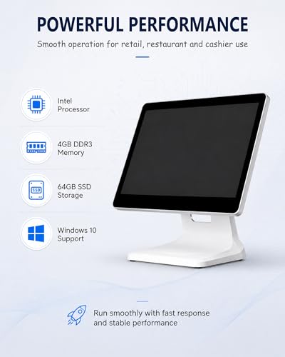 Image of Touch Screen Cash Register Monitor, a 15.6-Inch POS Cashier Register Featuring Extensive Interfaces, Ideal for Retail Stores, Restaurants, and Pharmacies