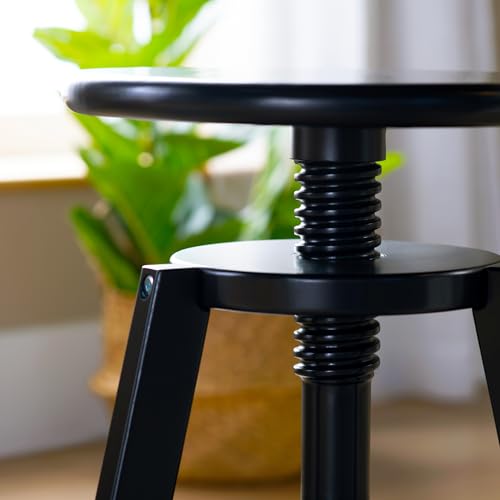Image of Guidecraft Adjustable Drafting Wooden Stool-Black: Drafting Chair for Kids, 16 inch-18 inch Inch Swivel Stool for Kids' Art Studio Furniture | Adjustable Height Chair for Drawing, Painting, and Crafting