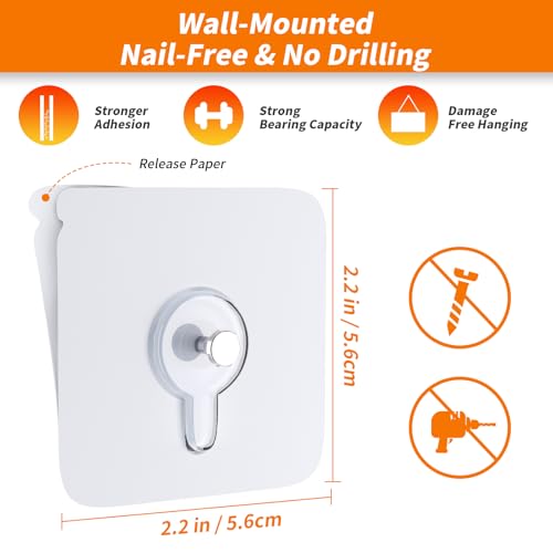 Image of 24PCS Picture Hangers Without Nails, Wall Hangers Without Nails, Adhesive Wall Hooks, to use Inside Kitchen, Bathroom, Home and Office (8mm)