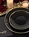 Nervure 100PCS Black and Gold Plastic Plates - 10.25 inch Black Disposable Plates - Gold Rim Dinner Plate - Black Dinner Plate Ideal for Wedding & Party