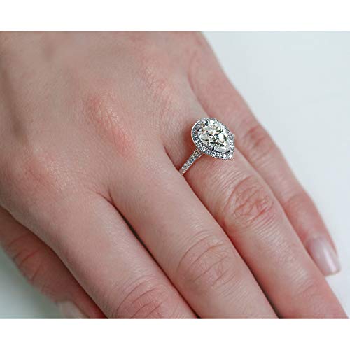 Kobelli Pear Shape Moissanite Halo Engagement Ring 2 1/2 Ctw 14K White Gold, Size 5.5 #TOP1