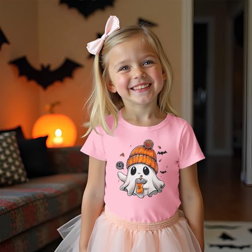 IZYJOY Halloween Shirts for Toddler Baby Girl Boy Cute Ghost Graphic T-Shirts Short Sleeve Spooky Season Tee Tops Fall Outfit3