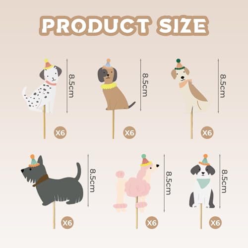 Dcsfadq 36 Stück Hund Cupcake Topper Deko Set, Geburtstag Tortendeko Hund DIY Deko für Muffin Deko, Hund Themen Party Dekoration, Kinder Party