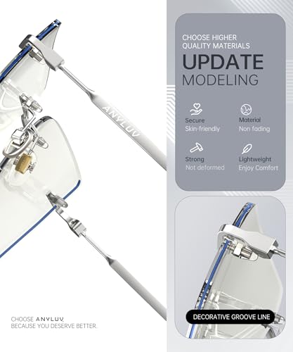 Image of ANYLUV Rimless Blue Light Glasses for Women /Men, Fashion Lightweight Blue Light Blocking Glasses with Stylish Metal Temples