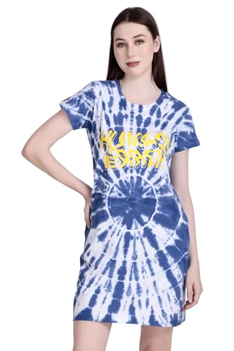 Image of Stories.Label Women Cotton Long T-Shirt Dress in Knee Length with Side Pockets Include Plus Sizes (Size S -5XL)