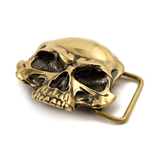 Skull belt buckle, Human skull solid brass belt buckle, solid brass belt buckle with skull - Thumbnail 3