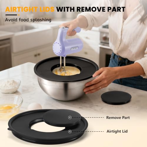Image of Lord Eagle 5-Speed Hand Mixer Electric With 4 Mixing Bowls Set