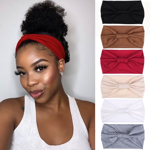 Bandeaux bandanas pour femme lot de 6 serre-têtes souples couleur unie