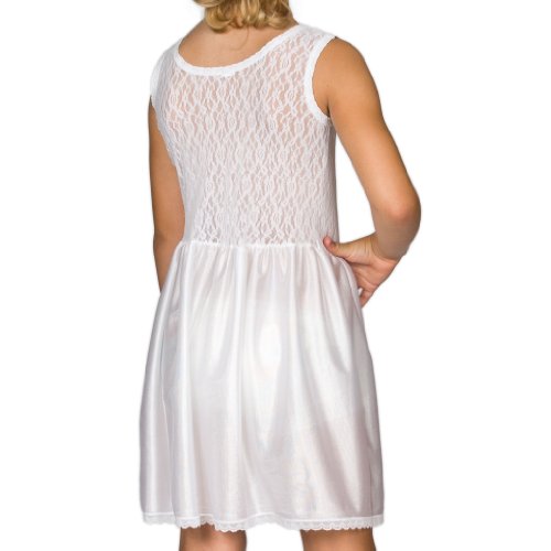 I.C. Collections Little Girls White Stretch Lace Slip, 6x - Thumbnail 2