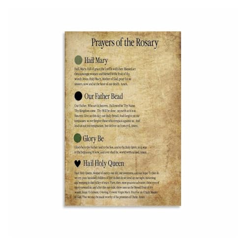 AUOQKQUT Catholic Faith Educational Poster, How to Pray the Rosary Guide for Spiritual Growth, Home, and Dorm Room Unframed,12x18inch(30x45cm)