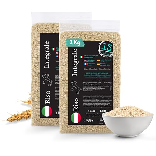 Arroz Integral Carnaroli 2 kg – 100% Made in Italy – Sin Gluten – Rico en Fibra y Nutrientes – Ideal para Risottos, Ensaladas y Platos Gourmet | 13 di Ilaria