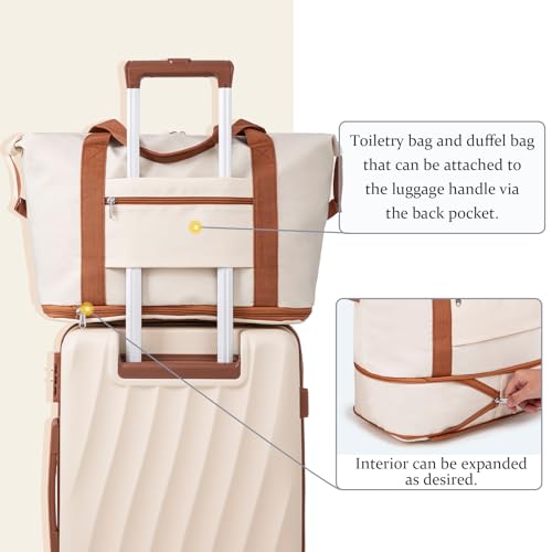 Image of Luggage Sets 6 Piece Suitcases with Wheels,ABS Hard Case Suitcases with Spinner Wheels,Durable Travel Luggage(Beige, 6 Piece Set(16 inch /20 inch /24 inch /28))