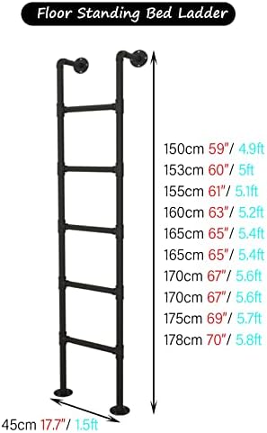 Metal Bunk Bed Ladder Replacement for RV & Camper, Space-Saving Climb Stairs, Heavy-Duty 440 Lbs Capacity, 155cm (61in) Elevated Bed Accessory