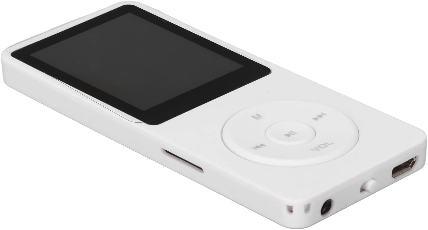 Pilipane Portable 1 8 Inch Display Screen MP3 Player, Expandable to 64GB for for Limit Music Experience, TFT Display Music Player, USB MP3 Player (White)