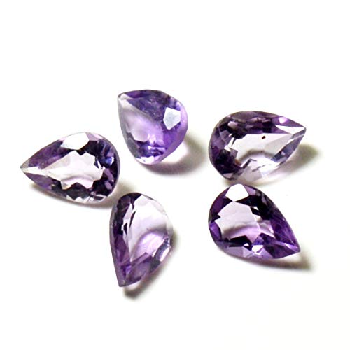 Améthyste naturelle en poire 12x8mm, lot de 5 gemmes de haute qualité pour haute joaillerie