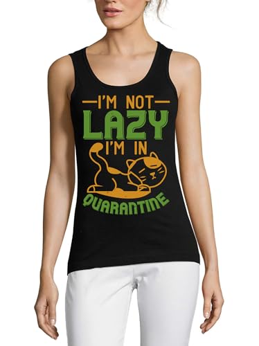 Camiseta sin mangas Atspauda de algodón negro con frase divertida en inglés