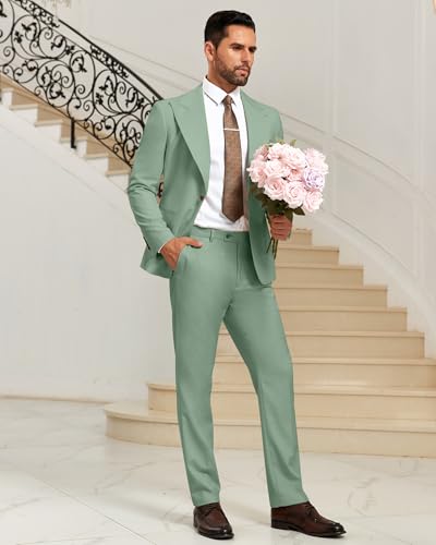 Mens Suit 2 Piece Slim Fit Suits for Men Peak Lapel 1 Button Suit Formal Wedding Prom Groom Blazer Pant Tuxedo4