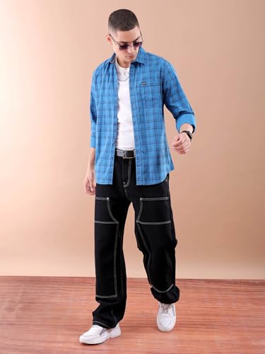 Image of The Indian Garage Co Men Slim Fit Abstract Printed Full Sleeves Spread Collar Casual Shirt