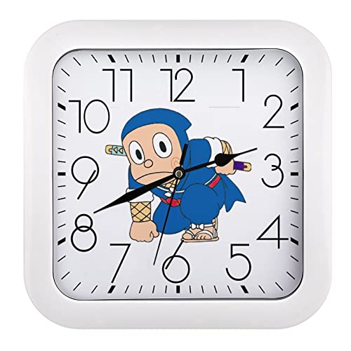 忍者ハットリくん 置時計 スクエアクロック 電波時計 掛け時計 壁掛け時計 目覚まし時計 直径26cm 連続秒針 静音 おしゃれ クロック お洒落 お祝い かわいい ランキング プレゼント ギフト 贈り物 置き掛け兼用