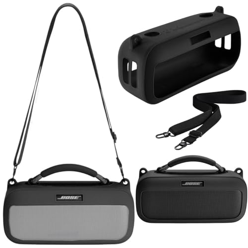 Taoricen Custodia in Silicone per Bose SoundLink Max Altoparlante, Copertura Protettiva con Cinghia a Tracolla (Nero)