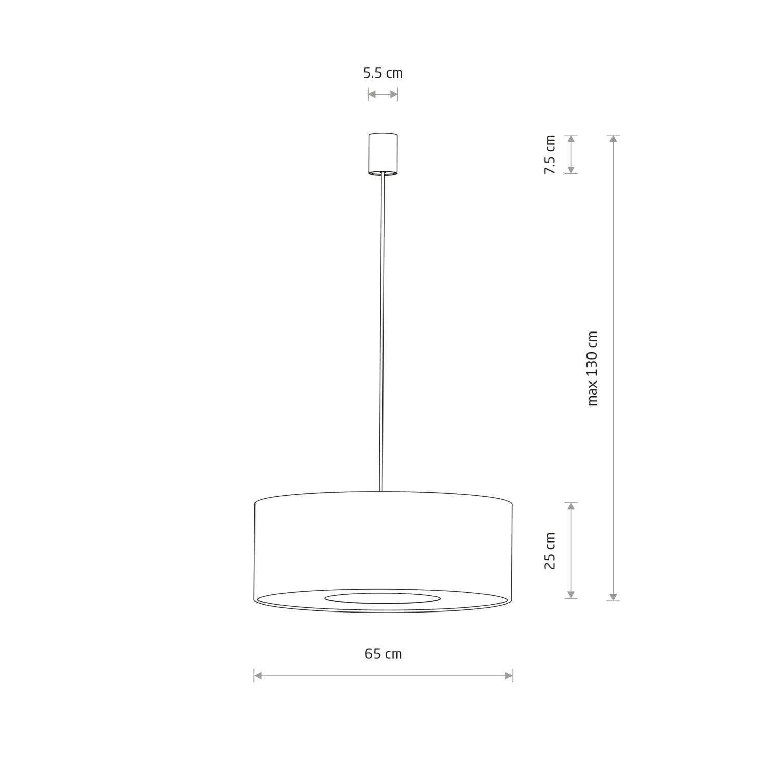 Licht-Erlebnisse Hängelampe Esszimmer Stahl Stoff Umbra Grau Modern Esstisch Wohnzimmer höhenverstellbar E27 blendarm wohnlich L:65 cm Pendelleuchte Stoffschirm