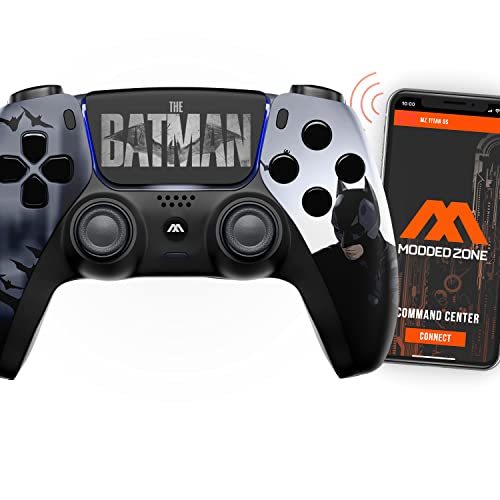 MODDEDZONE Custom Rapid Fire, Anti Recoil, Macros MODDED Wireless Controller for PS5 & PC - Unique Smart Mods for ps5 controller controlled by the APP. Best for FPS Games. Enhanced Gaming Experience (Bat)
