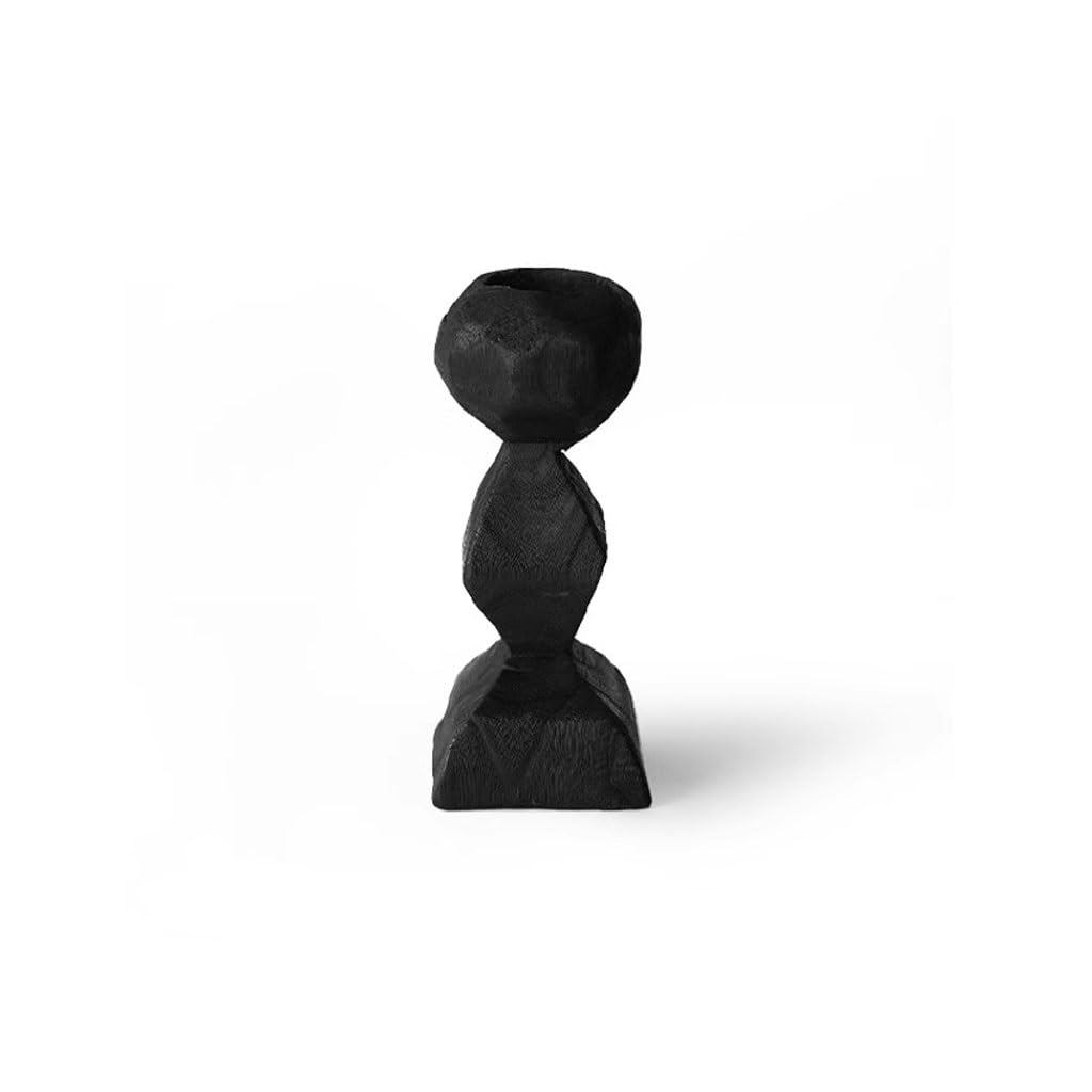 Eines A Candlestick Holders Retro Carbonized Wood Candle Holder Creative Black Homestay Entrance Decoration Candlesticks Holders For Home Decor(A)