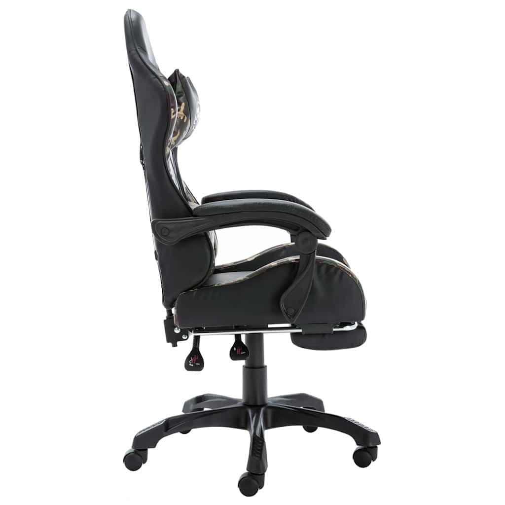 Poltrona Gaming reclinabile con Poggiapiedi, Similpelle Nero Camouflage