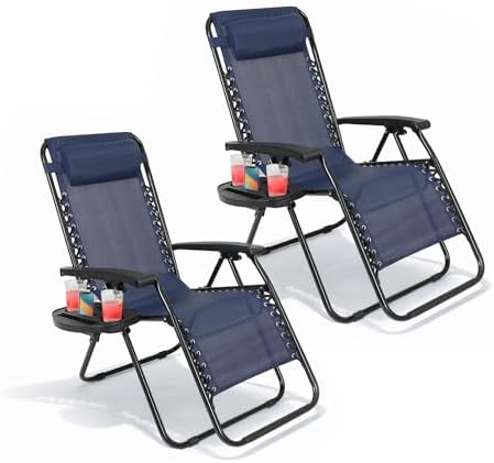 Straame Zero Gravity Chairs Set of 2,Folding Reclining Garden Cha...