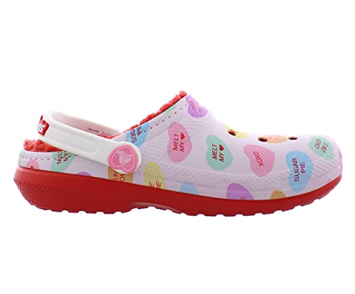 Image of Crocs Unisex Men's and Women's Classic Lined Clog | Fuzzy Slippers (8, Red /Multi, numeric 8)