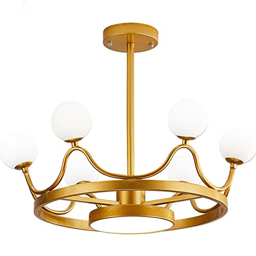 Suspension couronne ronde rose dorée, lustre LED moderne haut de gamme