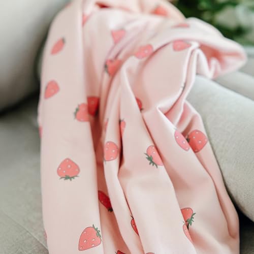 Image of Woolino Toddler Blanket - Merino Wool and Organic Cotton Baby Blanket for Girls and Boys - 4 Season - 52.5 inch x 40 inch - Strawberry