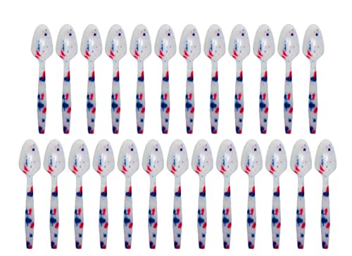 Color Changing Reusable Spoons, Pack of 25, Assorted Colors, Reacts to Cold Food Temperatures - Yogurt, Ice Cream, Gelato, Cold Drinks - Packed in USA (25 White to Confetti/Fireworks)