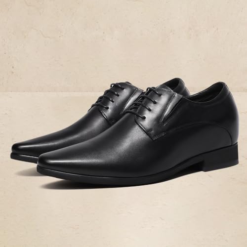 Image of CHAMARIPA Elevator Shoes for Men Derby Oxford Dress Shoes Black | Invisible Height Increase Derby Oxford Shoes Built-in System 2.76 or 3.15 Inches Taller Formal Business Shoes US 7.5-12.5