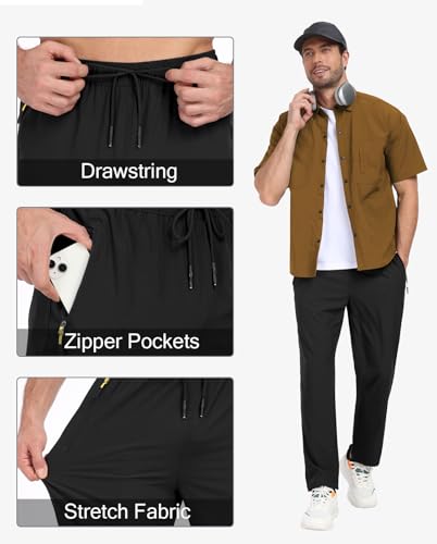 Mens Athletic Pants Lighteight Quick Dry Hiking Pants Outdoor Water Resistant Workout Sweatpants with Pockets3