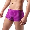 Boxer court pour homme taille basse à rayures colorées - Sous-vêtements de sommeil confortables - Sans démangeaisons - Culotte douce et antibactérienne - Poche bombée extensible, violet, M #1
