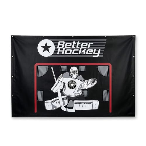 Better Hockey Extreme Shooting Tarp 7x10 ft — Hockey Shooting Target with 8 Target Holes, Heavy-Duty Nylon, Indoor/Outdoor Garage Shooting Trainer, Protects Walls — Rolls Up for Storage
