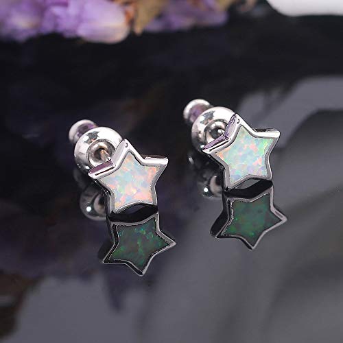 Cinily Womens Star Moon Earrings For Girls Gold Plated Cute Opal Stud Earrings/Hoop Dangle Earrings Hypoallergenic Jewelry Gift Men/Boys Earrings (A.stud-White) #TOP3