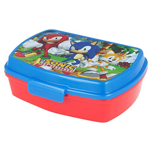 Stor Boîte à sandwich pour enfants Sega Sonic en plastique, sans BPA, lavable et réutilisable, ne convient pas aux micro-ondes et aux lave-vaisselle