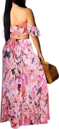 Image of Sexy Two Piece Sets for Women Vacation Elegant Sleeveless Top Long Split Maxi Dress Beach Swimwear