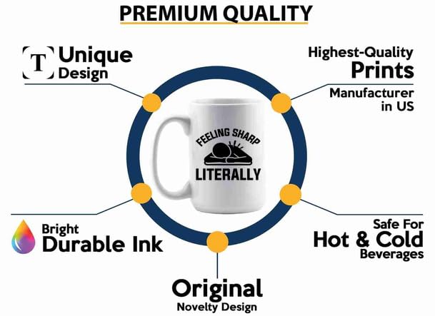 Luxe Gifting Acupuncture Coffee Mug 15oz White -Feeling sharp - Chiropractors Physical Therapists Physician Assistants Naturopathic Physicians Massage Therapists.